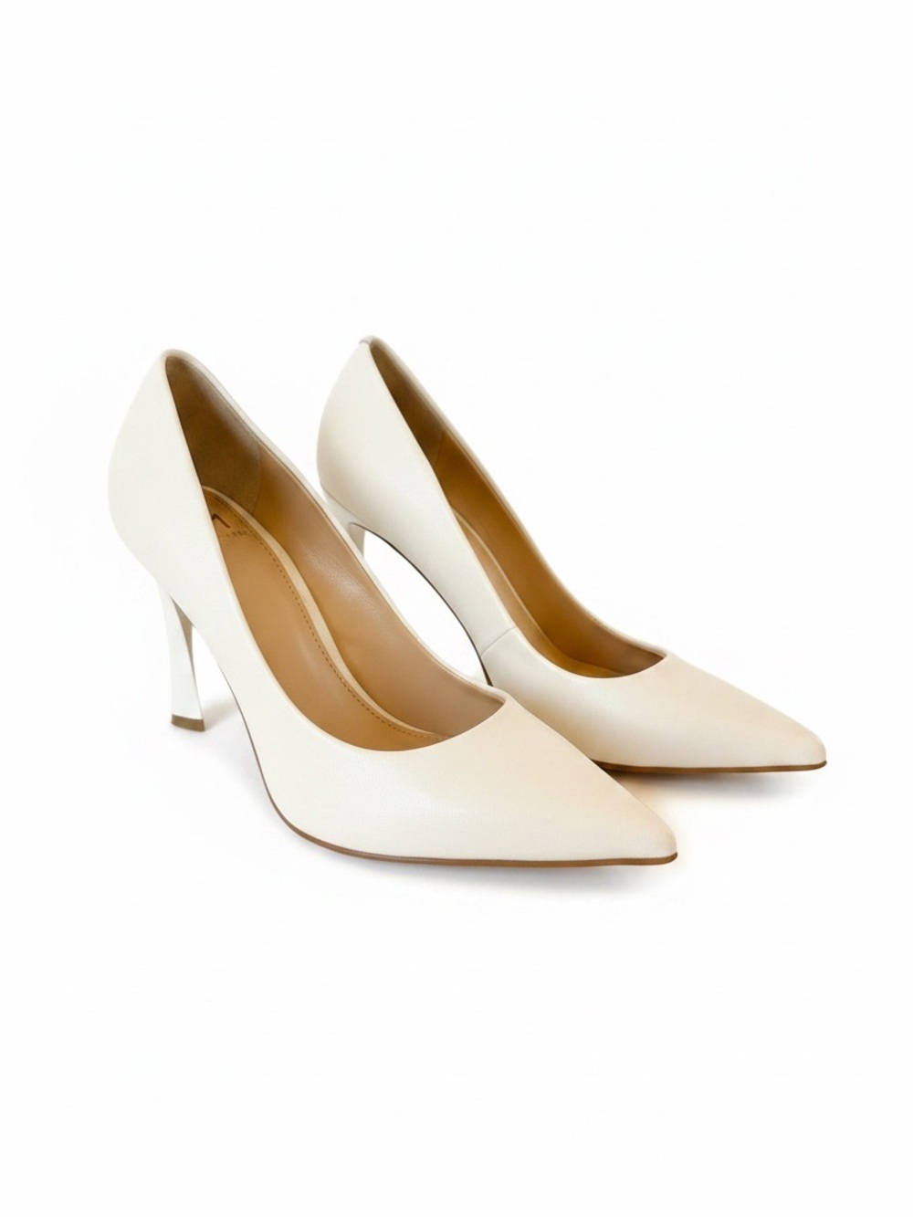 Marc Fisher LTD Sassie Pointed Toe Pump Heels Ivory Cream Leather Size 6M